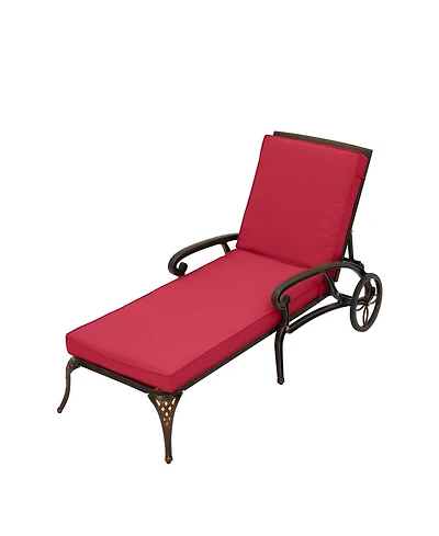 Outdoor Chaise Lounge with Cushions Patio Lounge Chairs with Wheels & Adjustable Backrest Aluminium Pool Sun Lounges Chairs for Outside, Beige