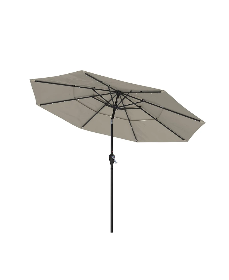 11 Ft Patio Umbrella with Solar Led lights Outdoor Umbrella with Tilt Outdoor Large Table Market Umbrella for Poolside Deck Garden Backyard