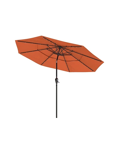 11 Ft Patio Umbrella with Solar Led lights Outdoor Tilt Large Table Market for Poolside Deck Garden Backyard, Orange