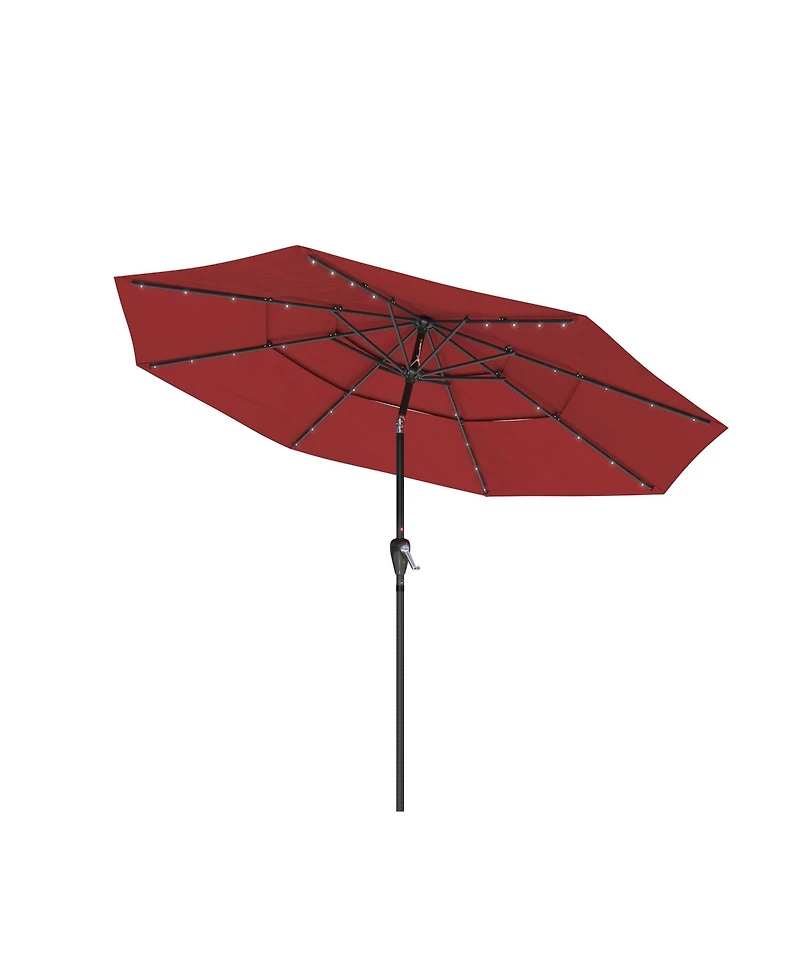 11 Ft Patio Umbrella with Solar Led lights Outdoor Umbrella with Tilt Outdoor Large Table Market Umbrella for Poolside Deck Garden Backyard