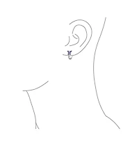 Bling Jewelry Majesty Butterfly Huggies – Purple & White Cz Hoop Earrings in Sterling Silver