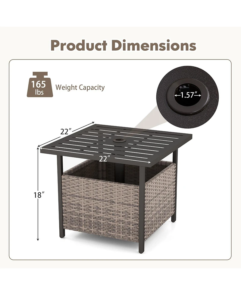 Outdoor Patio Rattan Wicker Steel Side Deck Table