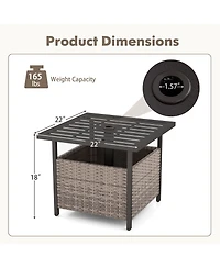 Outdoor Patio Rattan Wicker Steel Side Deck Table