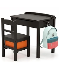 Flip-Top Kids Activity Table and Chair Set with Hidden Storage Space Fun Organized Playtime Furniture
