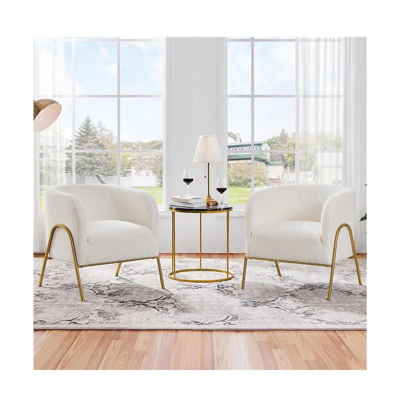 Yaheetech Contemporary Accent Armchair with Gold-tone Metal Legs