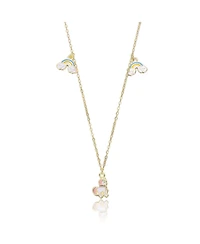 GiGiGirl Kids Sterling Silver 14K Gold Plated Rainbow and Horse Charm Necklace
