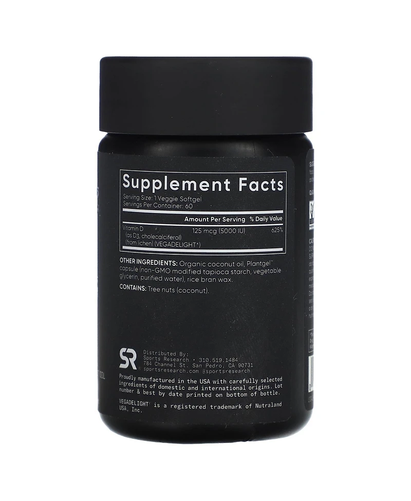 Sports Research Nutrition Vitamin D3 125 mcg (5 000 Iu)