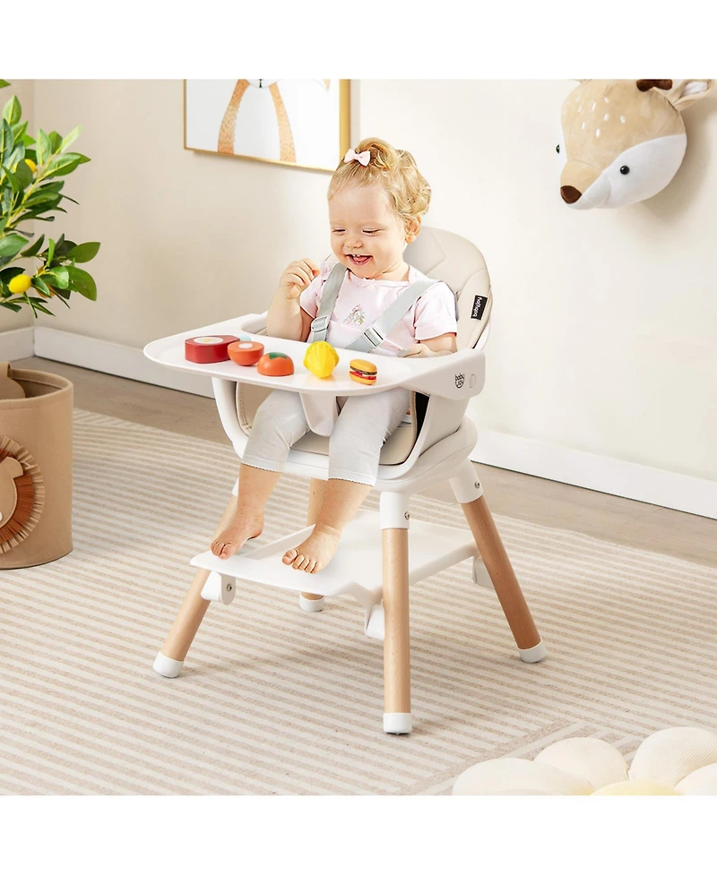 6 1 Convertible Highchair with Safety Harness and Removable Tray