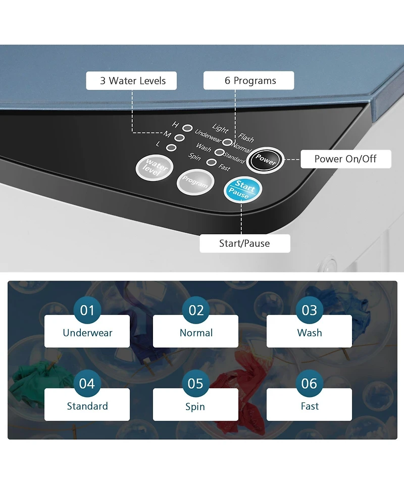 Full-Automatic Washing Machine with Built-in Barrel Light