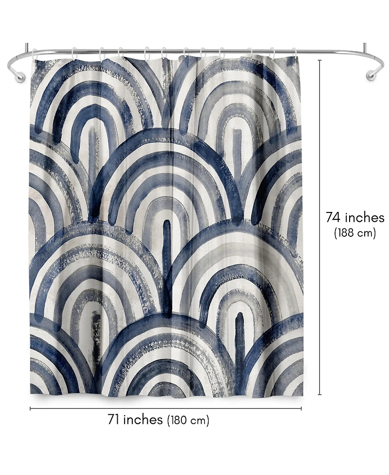 71x74 Blue Abstract Shower Curtain - 100% Polyester - Water-Resistant Bath Curtain