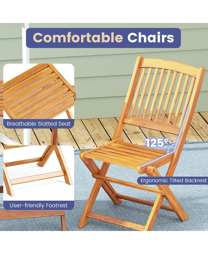 3-Piece Patio Folding Bistro Set with Soft Cushions Compact and Stylish Outdoor Furniture