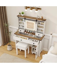 Makeup Vanity Desk with Mirror and 3-Color Dimmable Led Lights
