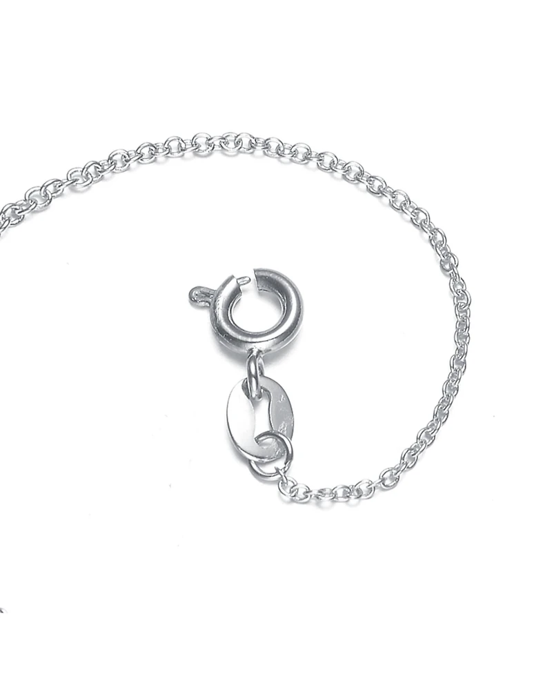 Sterling Silver White Gold Plated with Clear Round Cubic Zirconia Solitaire Necklace