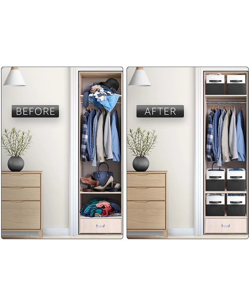 Sorbus 6 Pack 11" Two Tone Foldable Storage Cubes with Handles - Perfect for clothes, toys, books, linens