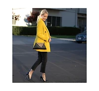 Susu Black Leather Clutch Bag Leopard Unique Evening Purse Women's Handbag