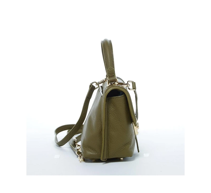Susu Leather Backpack for Women Convertible Crossbody Bag Olive Green Purse