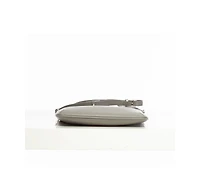 Susu Gray Leather Messenger Bag Women s Slim Crossbody Purse with Zipper Closure and Front Pocket