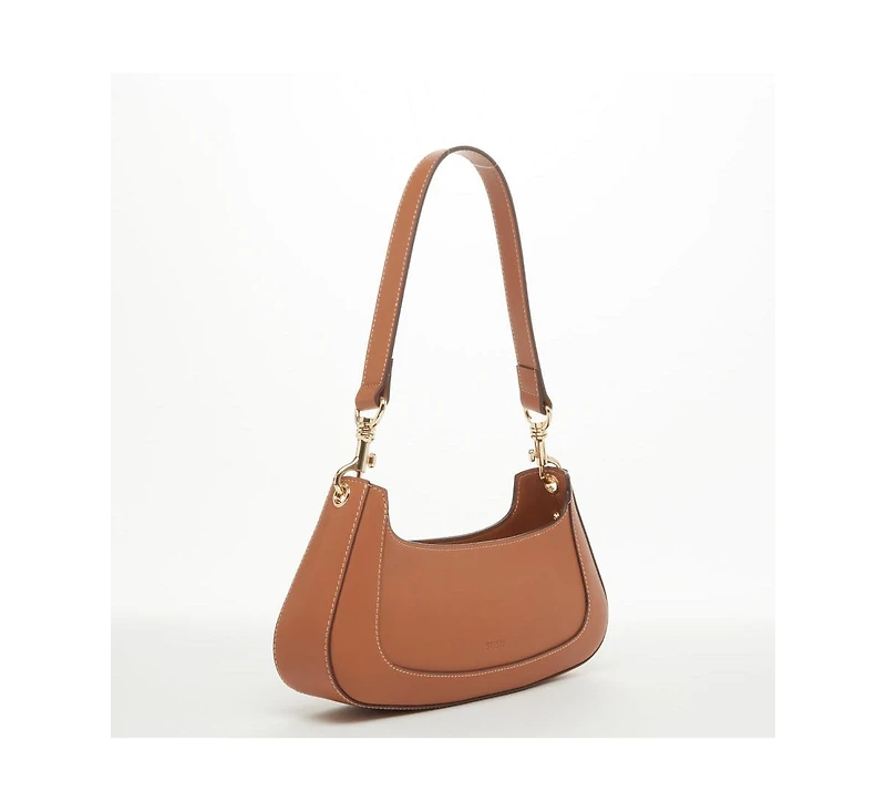 Susu Leather Baguette Bag Brown Purse 90s Small Shoulder Bag East West Y2K Underarm Bag Trendy Handbag for Everyday & Evening