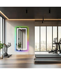 Luvodi 55.12 x 27.56" Led Bluetooth Bathroom Mirror Front-lit Rgb Backlit Wall Defog Vanity Mirror