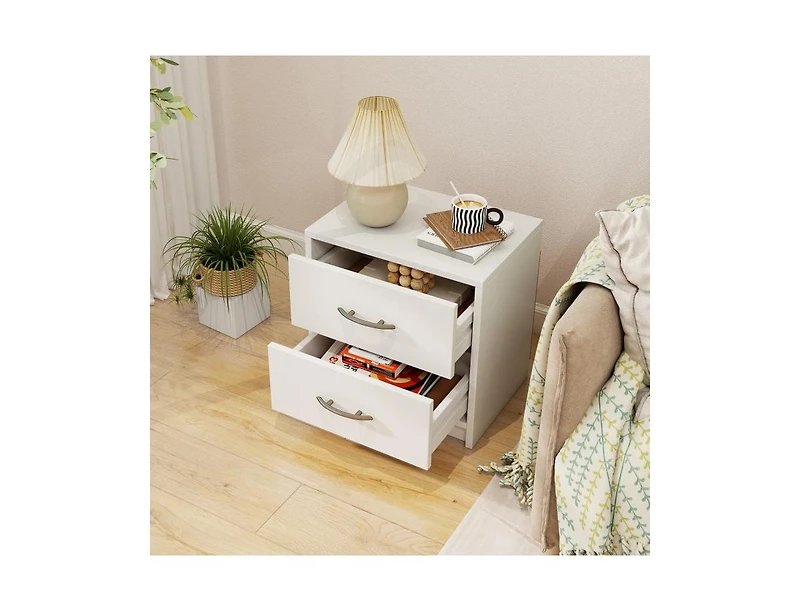 2-Drawer Nightstand with Storage for Bedroom or Living Room, Compact Side Table