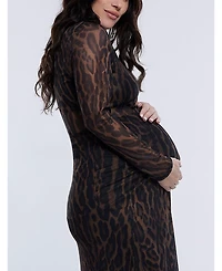 Motherhood Maternity Long Sleeve Bodycon Mesh Top
