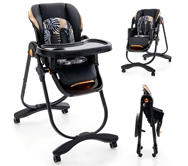 Slickblue Kids Folding Dining High Chair with Adjustable Height and Recline