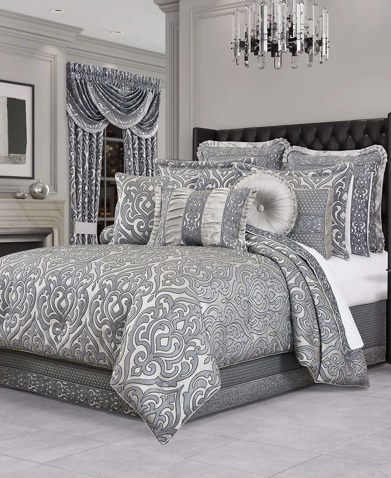 J Queen New York Bolero Pewter Tufted Decorative Pillow, 15" Round