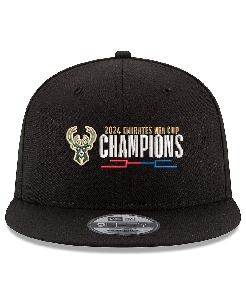 New Era Men's Black Milwaukee Bucks 2024 Nba Cup Champions 9FIFTY Snapback Adjustable Hat