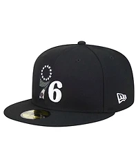 New Era Men's Black Philadelphia 76ers Camo Print Uv 59FIFTY Fitted Hat