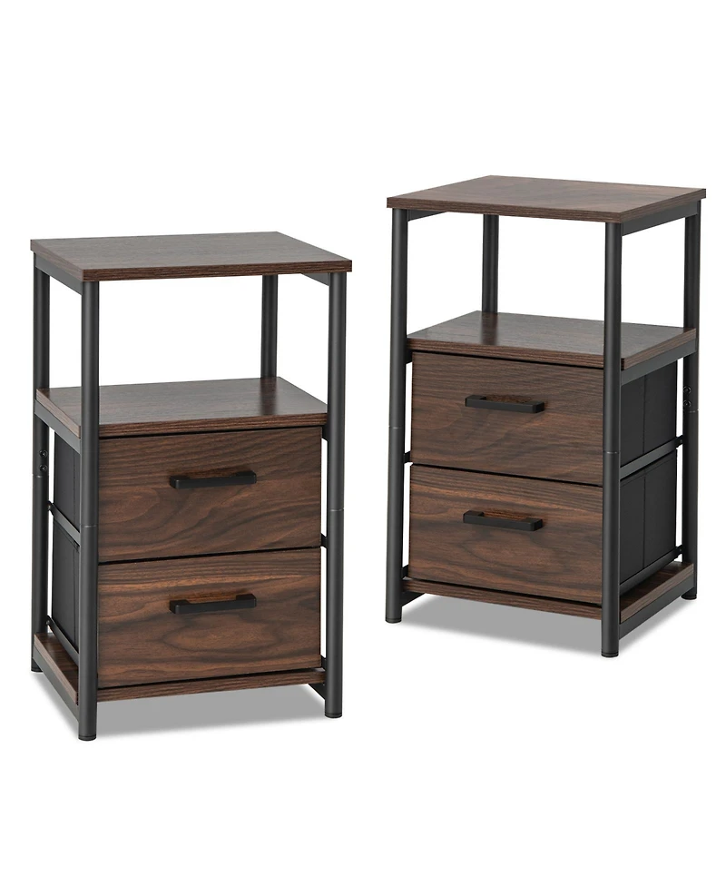 Set of 2 Bedside Tables with Removable Drawers for Bedroom Storage