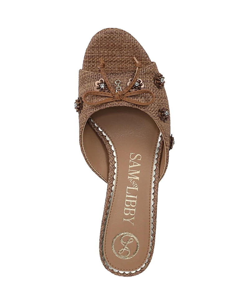 Sam and Libby Women's Ollie Fleur Flower Kitten Heel Slide Dress Sandals