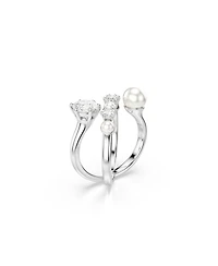 Swarovski Crystal Cultivated Pearl Round Cut Statement Ring