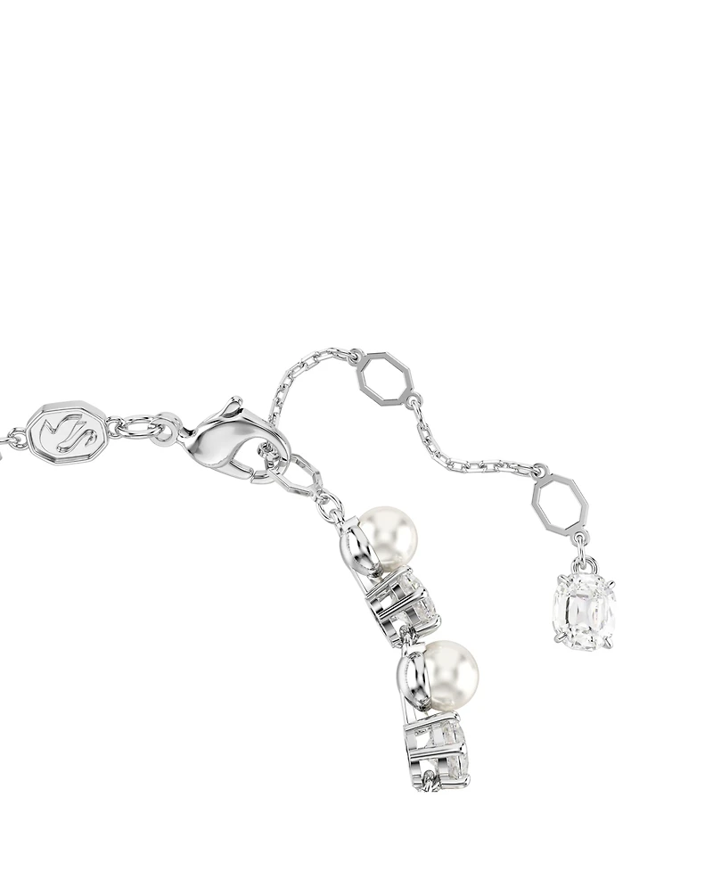 Swarovski Crystal Cultivated Pearl Round Cut Tennis Bracelet