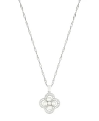 Adornia Silver Adjustable Cultivated Pearl-Studded Clover Necklace