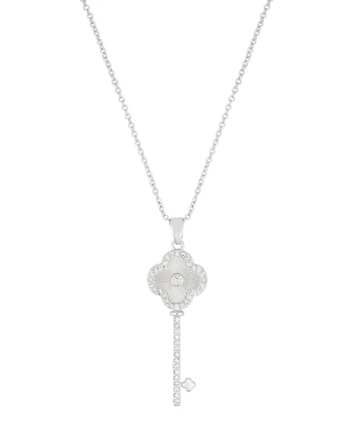 Adornia Adjustable Cubic Zirconia Pave Clover Key Pendant Necklace