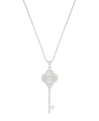 Adornia Adjustable Cubic Zirconia Pave Clover Key Pendant Necklace