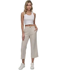 Dkny Jeans Women's Cropped Wide-Leg Linen Pants