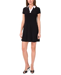 Msk Petite Spread-Collar Short-Sleeve Shift Dress