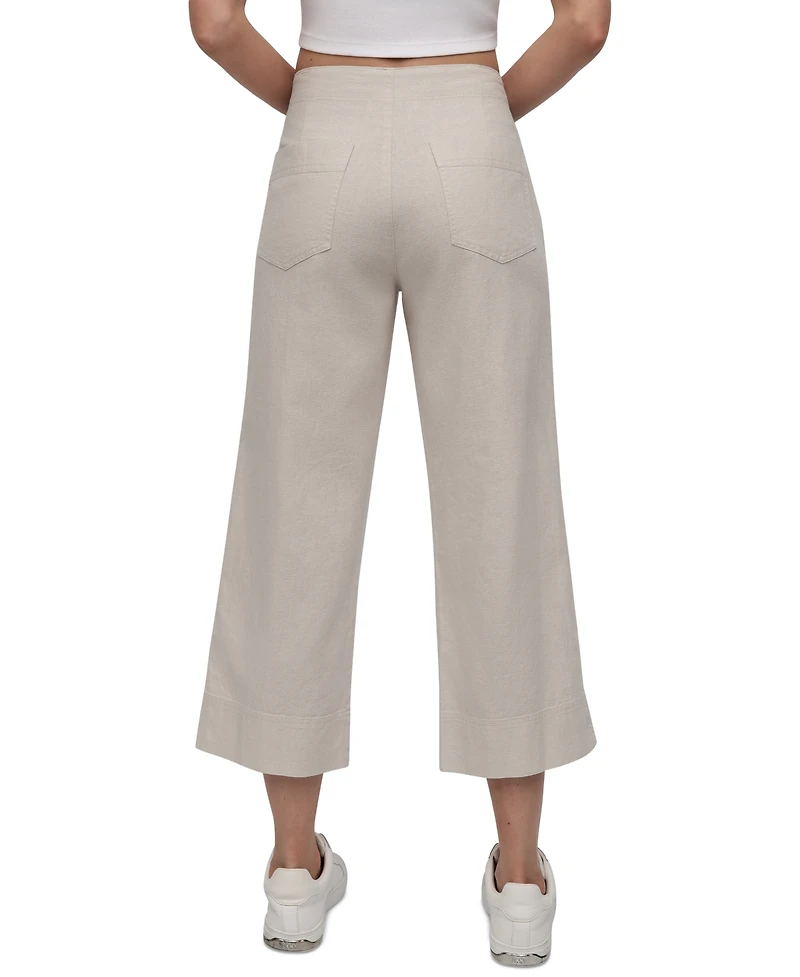Dkny Jeans Women's Cropped Wide-Leg Linen Pants