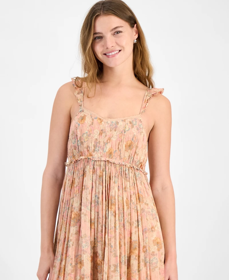 Lucky Brand Women's Printed Ruffle Sleeve Midi Dress