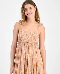 Lucky Brand Women's Printed Ruffle Sleeve Midi Dress