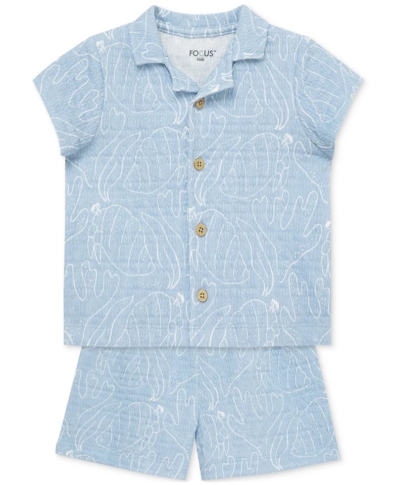 Little Me Baby Boys Seaside Shirt & Shorts, 2 Piece Set