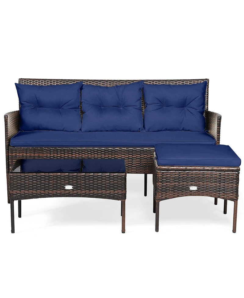 Slickblue Modular 3-Piece Patio Sectional Sofa Set with Thick Cushions – Ideal for Backyard or Porch Lounging