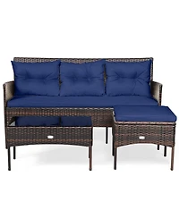 Slickblue Modular 3-Piece Patio Sectional Sofa Set with Thick Cushions – Ideal for Backyard or Porch Lounging