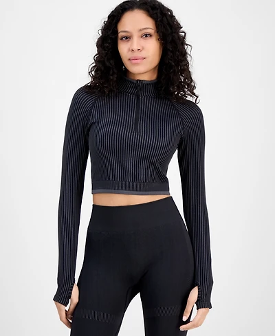 Id Ideology Women's Half-Zip Crop Long-Sleeve Top, Exclusively at Macy's