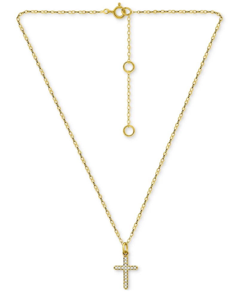 Giani Bernini Cubic Zirconia Cross Pendant Necklace, 16" + 2" extender, Exclusively at Macy's