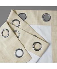 Half Price Drapes Natural Light Beige Grommet Thermal Cross Linen Weave Blackout Curtain