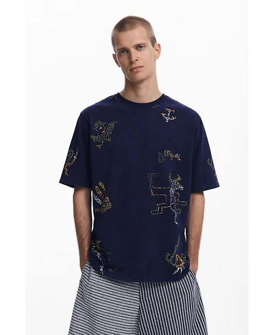 Desigual Men's T-shirt with tribal embroidery