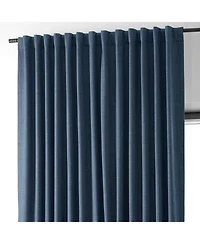 Half Price Drapes Dark Blue Extra Wide Performance Linen Hotel Blackout Curtain