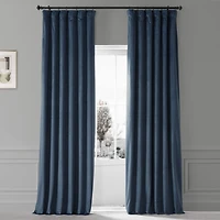 Half Price Drapes Varsity Blue Signature Plush Velvet Hotel Blackout Curtain